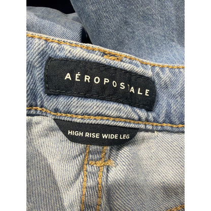 Aeropostale High Waisted Wide Leg Jeans Women 12 Light Wash Denim 90s Style EUC5