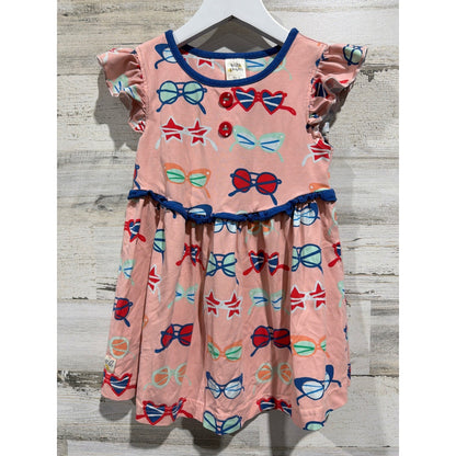 Wildflowers Sunglasses Tunic Dress Girls Size 6 Pink Flutter Sleeve Retro EUC0