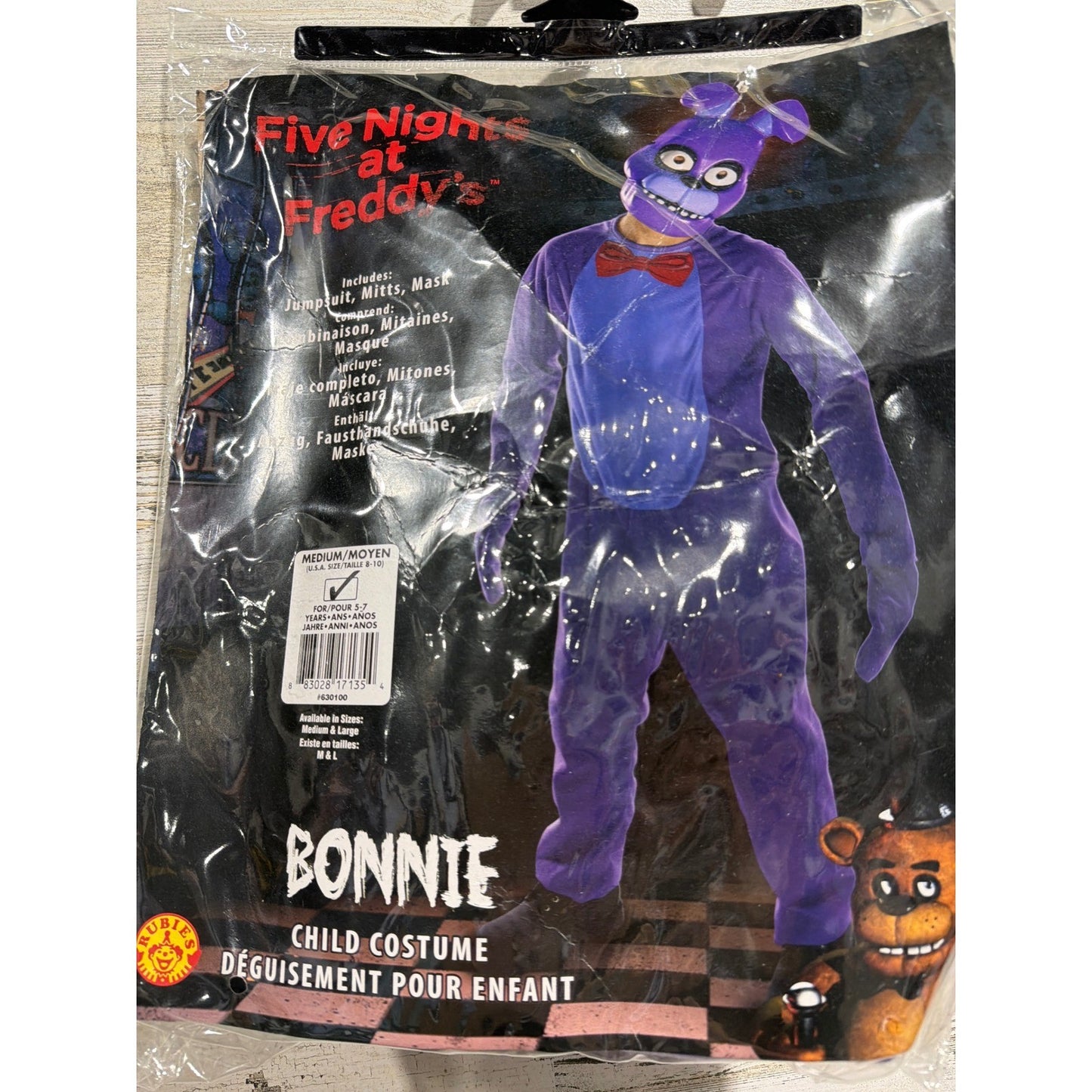 Rubies Five Nights at Freddys Bonnie Costume Kids M 8-10 Purple Gamer Horror NWT0
