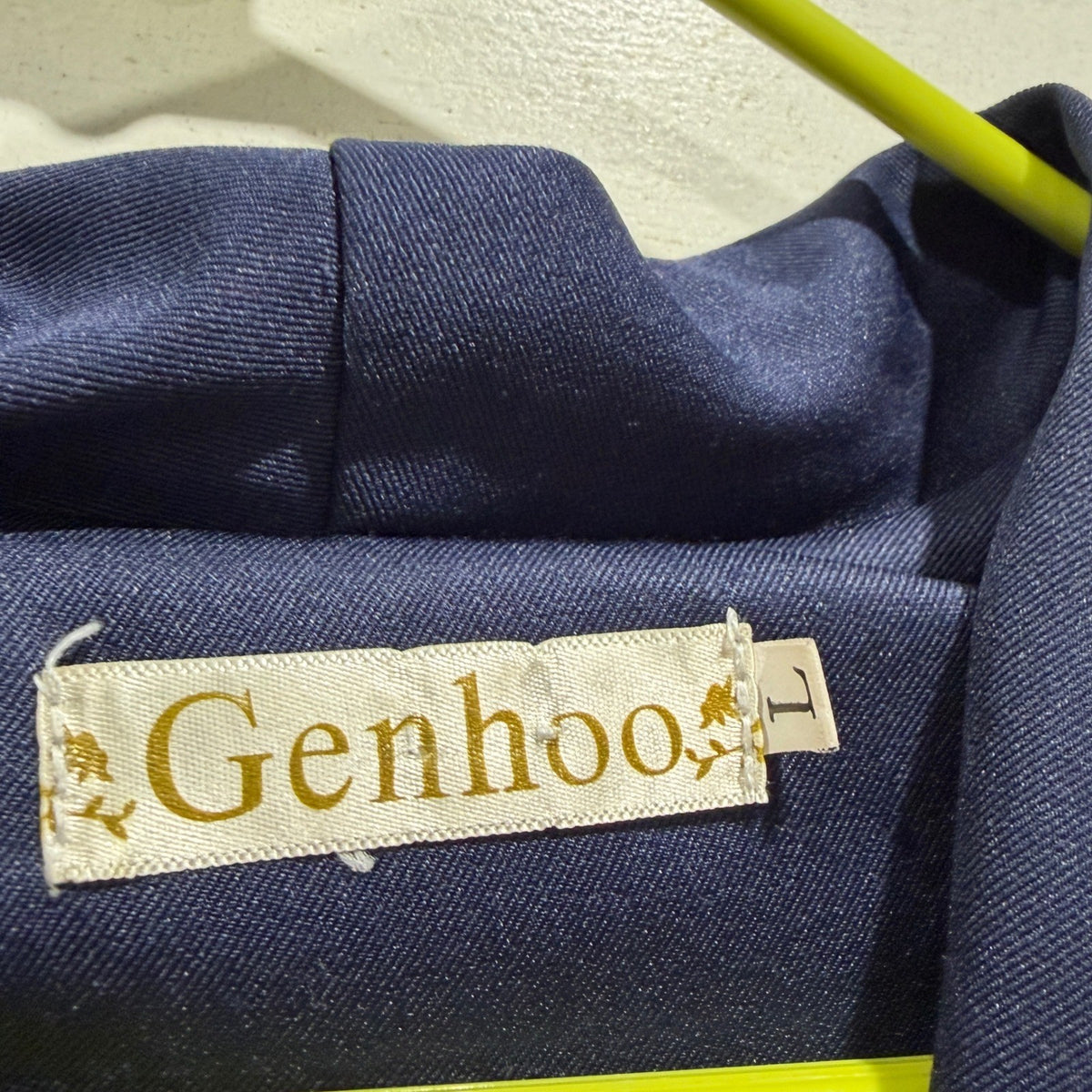 Genhoo Shawl Collar Blazer Women Large Navy Blue Polyester Rayon Spandex Modern1