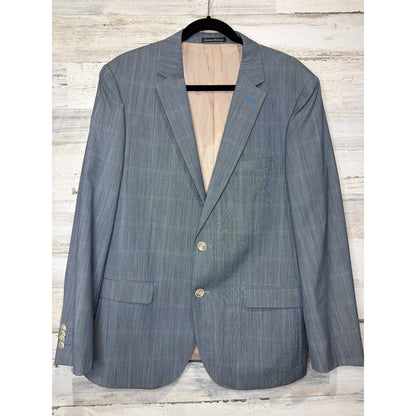 Giovanni Bresciani Blazer Men 42R Blue Glen Plaid Check Two Button Jacket EUC0