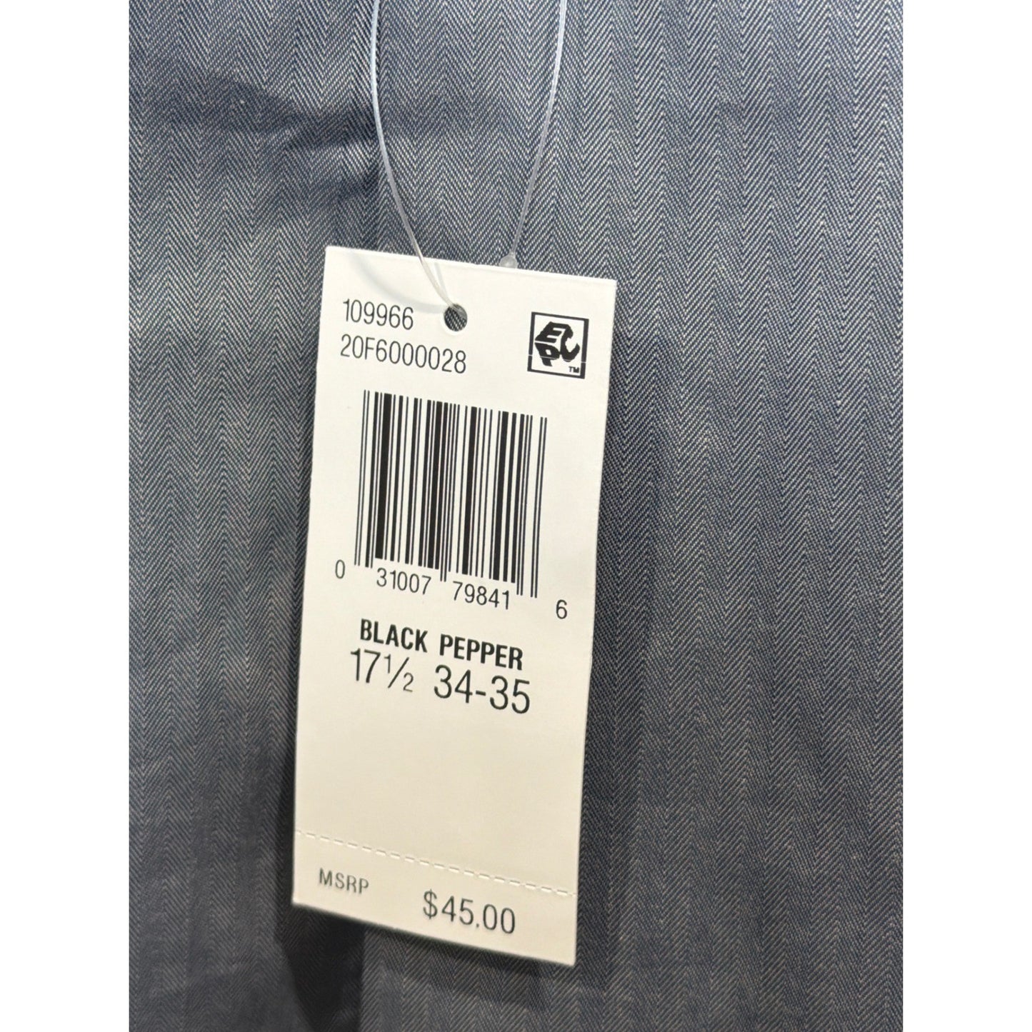 Van Heusen Dress Shirt Men 17.5 34/35 Grey Royal Herringbone Business Core NWT3