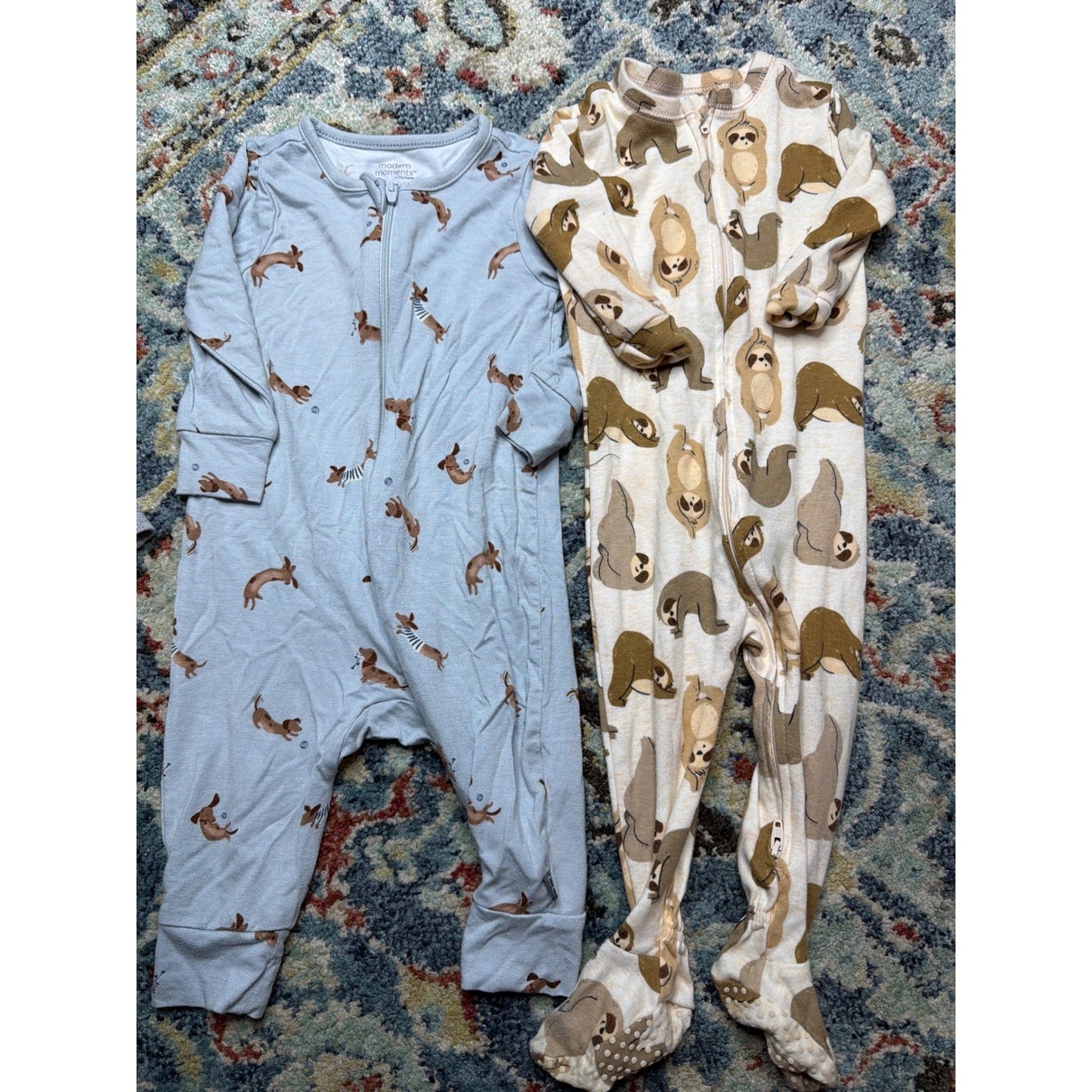 Old Navy Modern Moments Boys 6-12M Multi Animal Palm Romper Sleeper Bundle GUC3