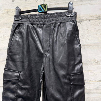 Gap Jogger Kids Size 10 Black Faux Leather Cargo Pants Streetwear NWT1
