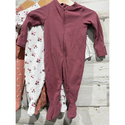 Simple Joys PJ Place Old Navy Baby Girl 0-3M Bundle Sleepers Top Ribbed Floral3