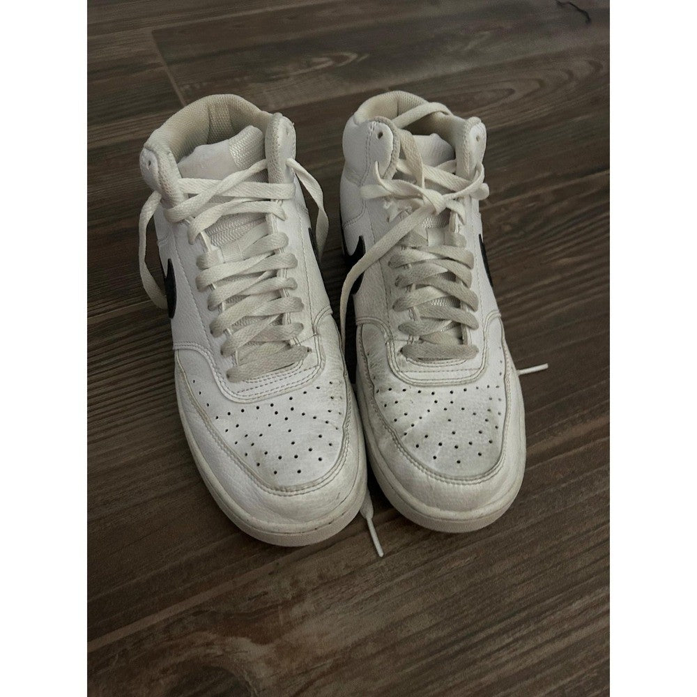 Nike Court Vision Mid Women Size 8.5 White Black Retro Sneaker GUC2