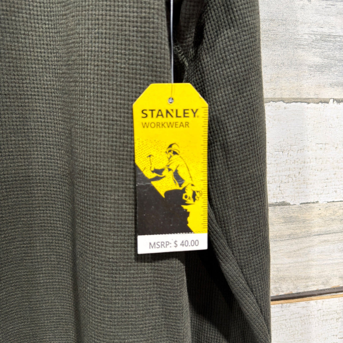 Stanley Waffle Knit Thermal Shirts Men XL Green Black Workwear1