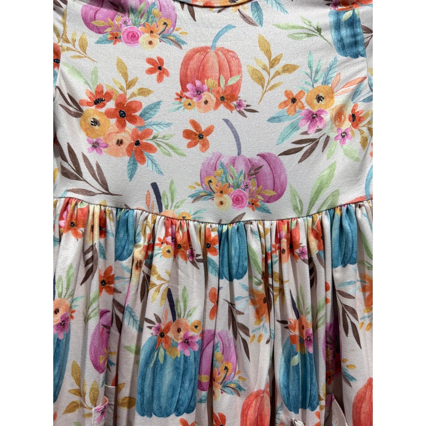 Art Class Mila & Rose Dresses Girls 7/8 Orange Pink Floral Pumpkin Fall EUC7