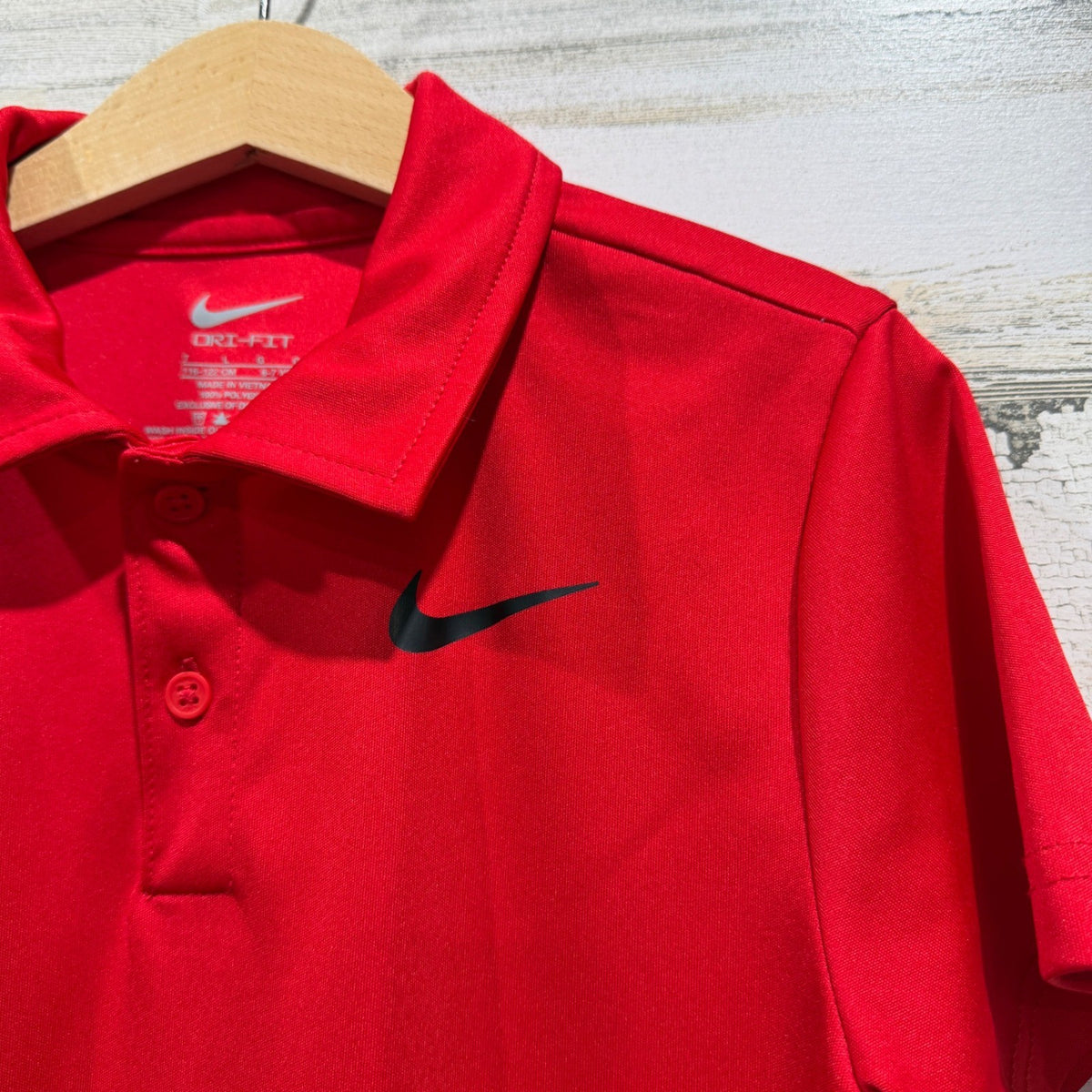 Nike Polo Shirt Boys 7 Red Dri-FIT Short Sleeve Athletic Sporty EUC1