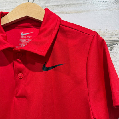 Nike Polo Shirt Boys 7 Red Dri-FIT Short Sleeve Athletic Sporty EUC1