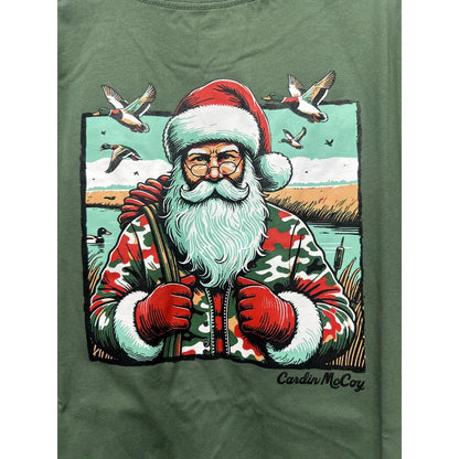 Cardin McCoy T-Shirt Boys 8/10 Green Hunting Santa Camo Duck Pocket Tee NWT2