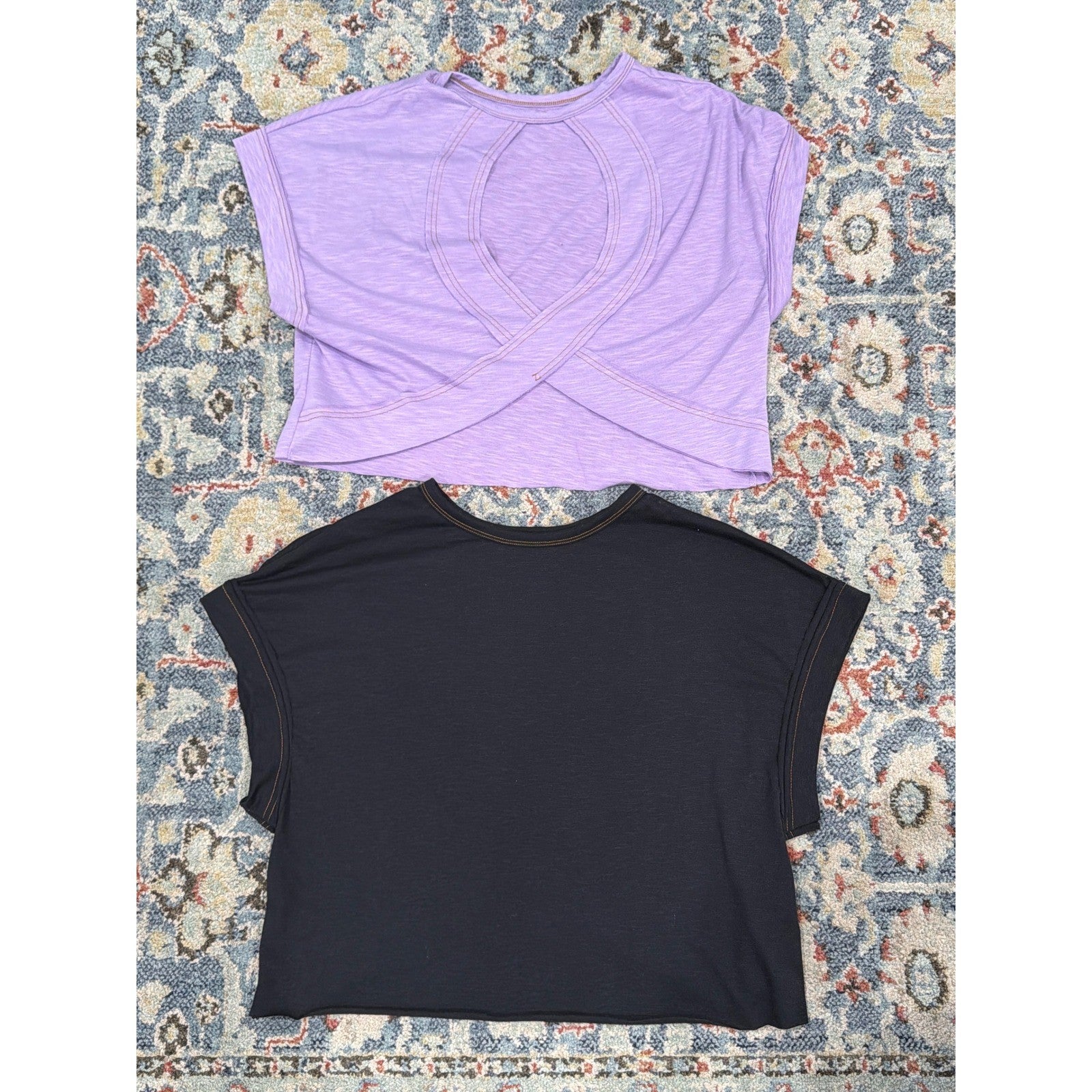 Boxy Top Bundle Women XS Purple Black Cute Open Back Sporty Breezy EUC0