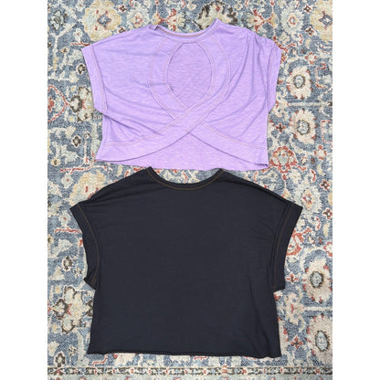 Boxy Top Bundle Women XS Purple Black Cute Open Back Sporty Breezy EUC0