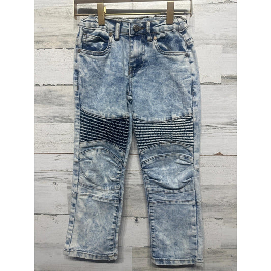Steve's Jeans Moto Biker Boys Size 6 Light Acid Wash Adjustable Waist *Flawed0