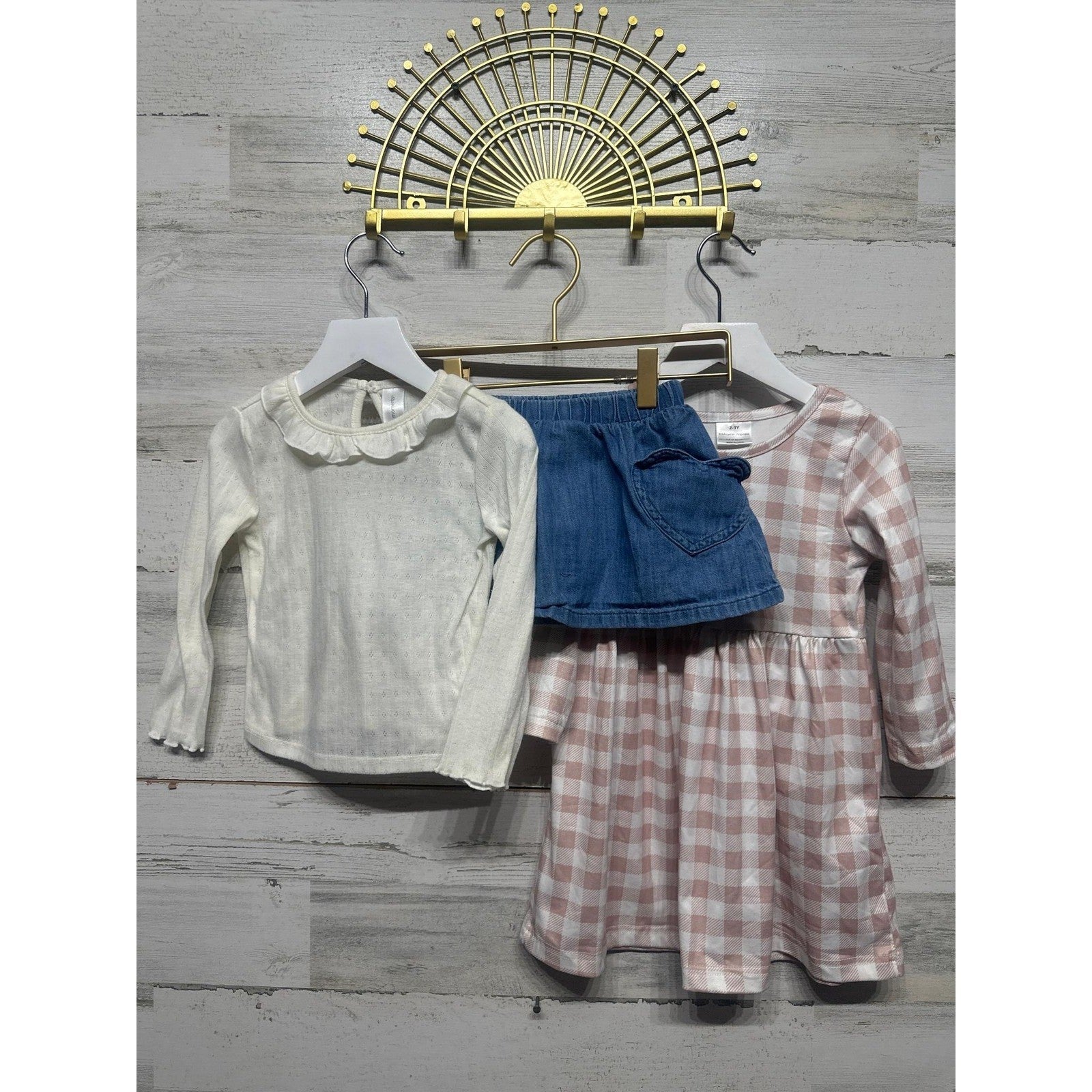Carters H&M Toddler Girl Clothing Bundle 2T/3T Pink White Blue Gingham EUC0