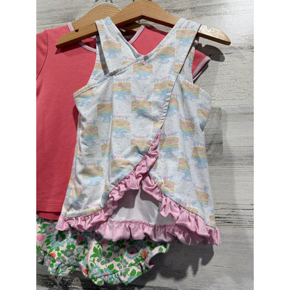 Beaufort Bonnet Proper Peony Girls 2T 3T Pink White Floral Bundle Preppy EUC5