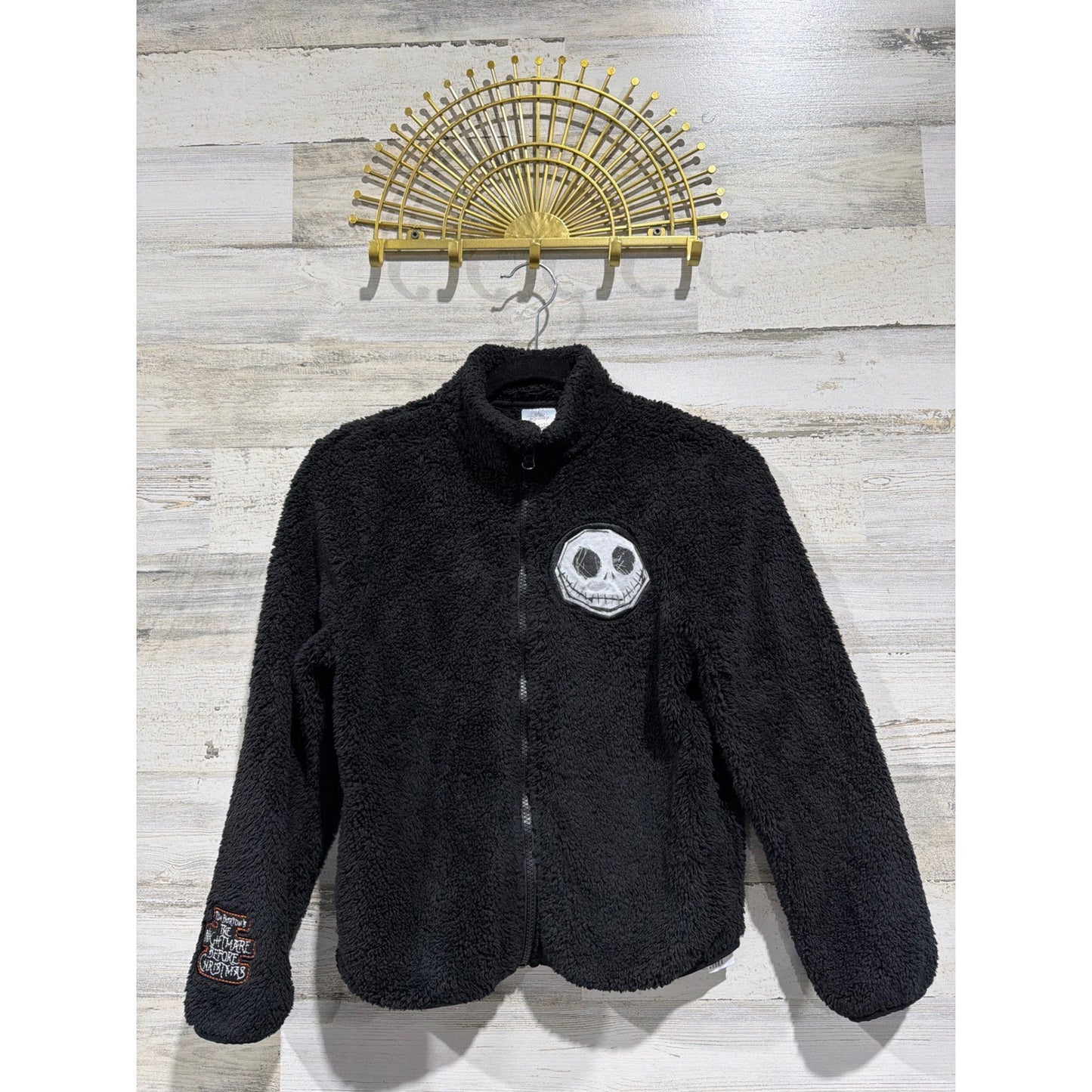 Disney Fleece Jacket Kids 9/10 Black Nightmare Before Christmas Jack EUC0