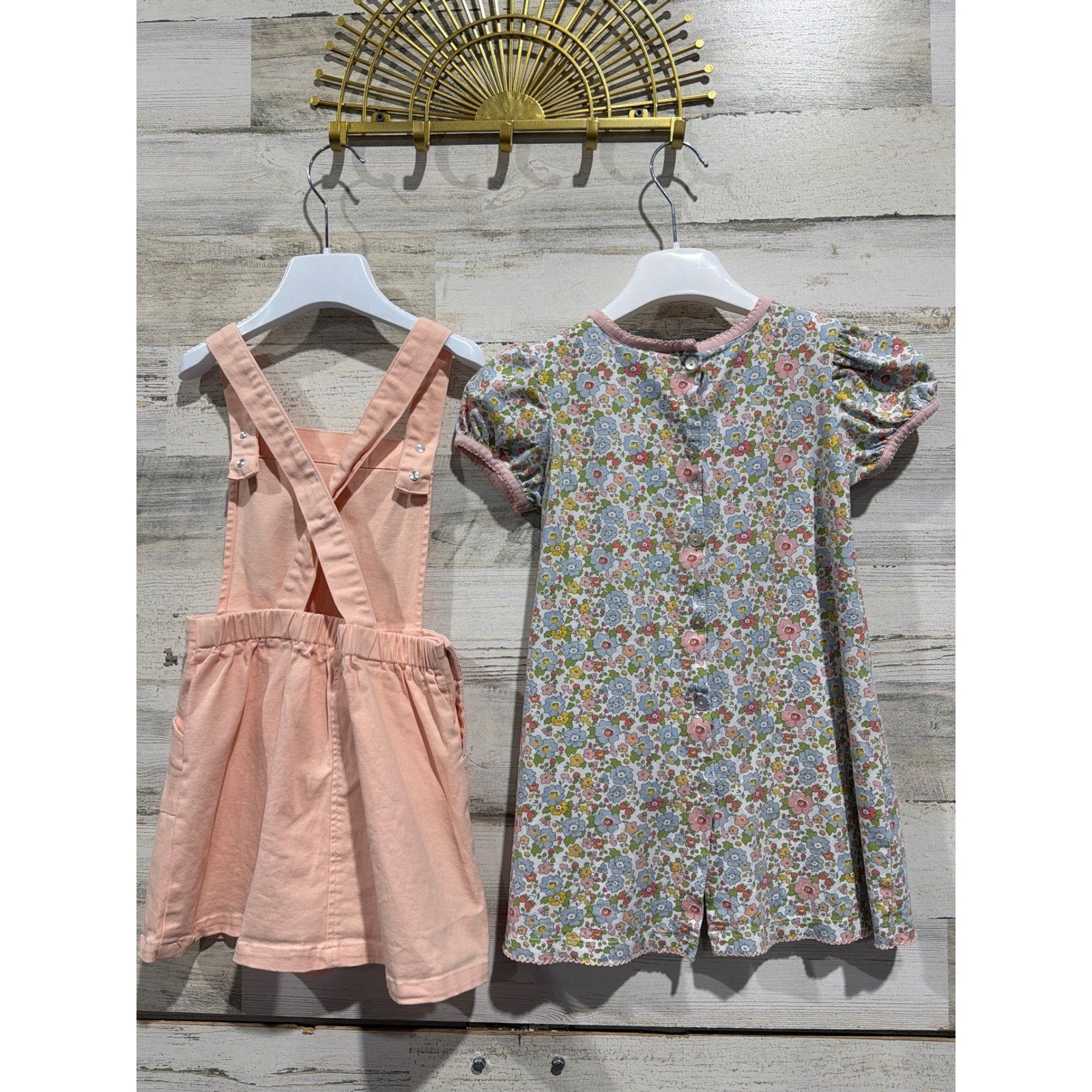 Shrimp & Grits Cupcakes & Cashmere Copper Key Girls 5/6 Green Peach Floral5