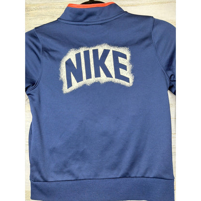 Nike Track Jacket Boys Size 7 Navy Blue Orange Trim Sportswear2