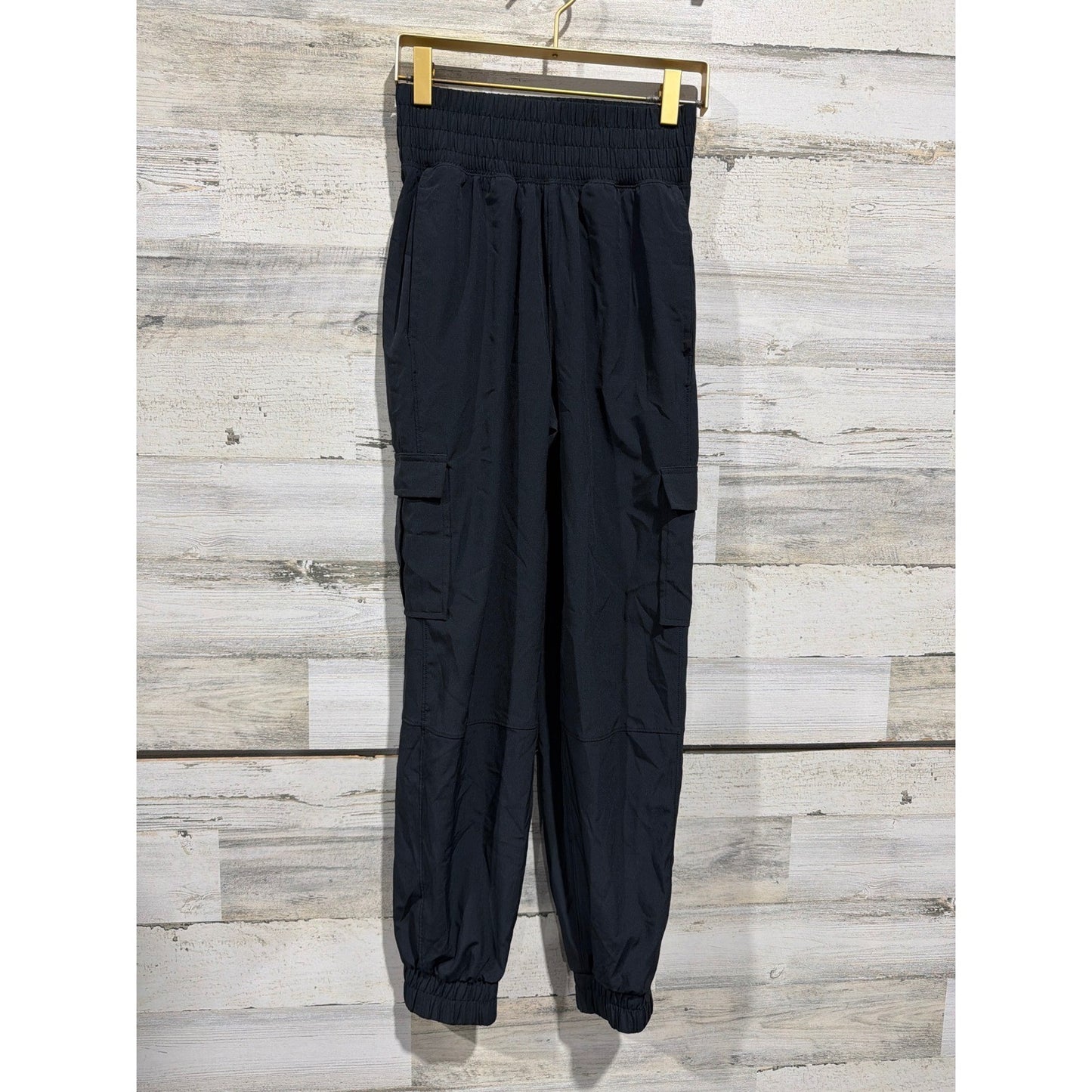 Abercrombie YPB Joggers Women XXS Black Cargo High Waist Athletic Pants EUC0