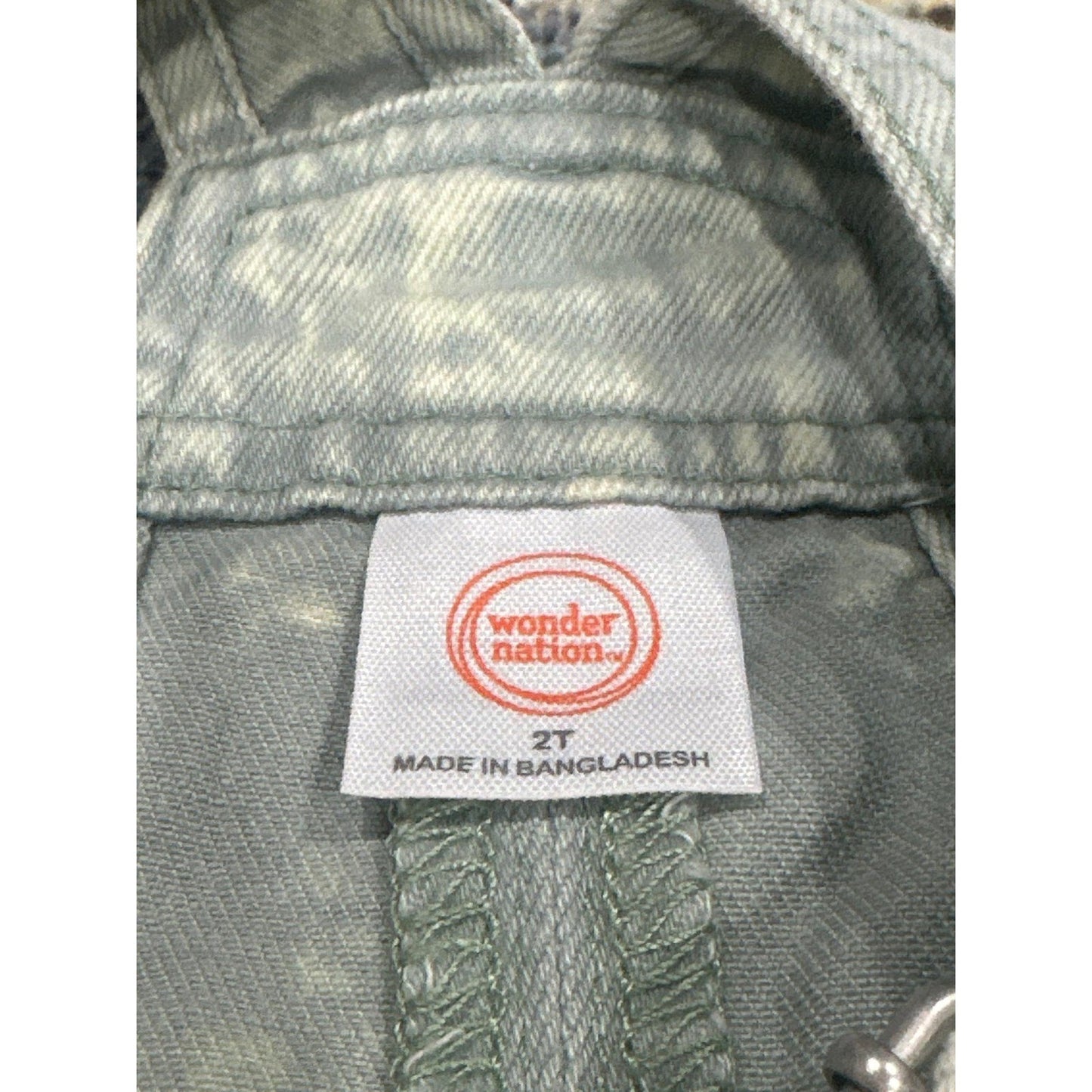 Wonder Nation Overall Dress Girls 2T Light Green Acid Wash Denim EUC2
