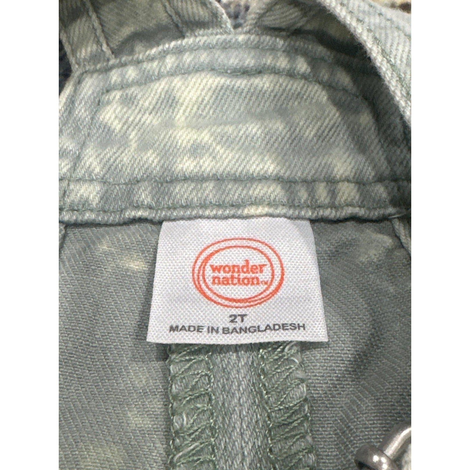 Wonder Nation Overall Dress Girls 2T Light Green Acid Wash Denim EUC2