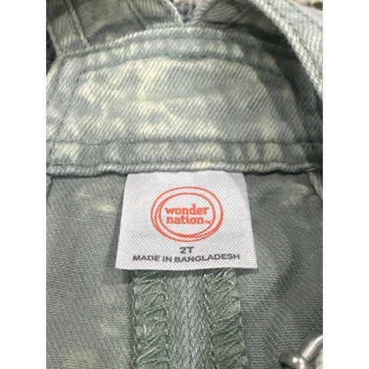 Wonder Nation Overall Dress Girls 2T Light Green Acid Wash Denim EUC2