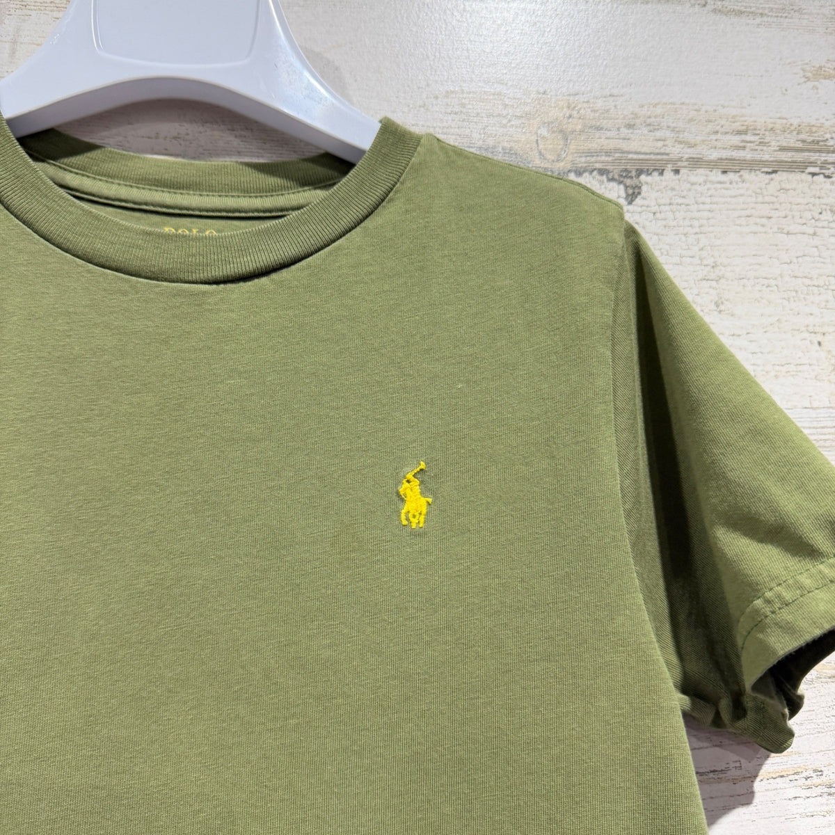 Polo Ralph Lauren T-Shirt Kids 7 Olive Green Pony Logo Preppy EUC1