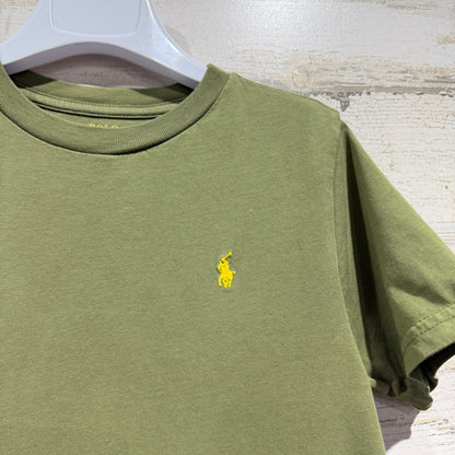 Polo Ralph Lauren T-Shirt Kids 7 Olive Green Pony Logo Preppy EUC1