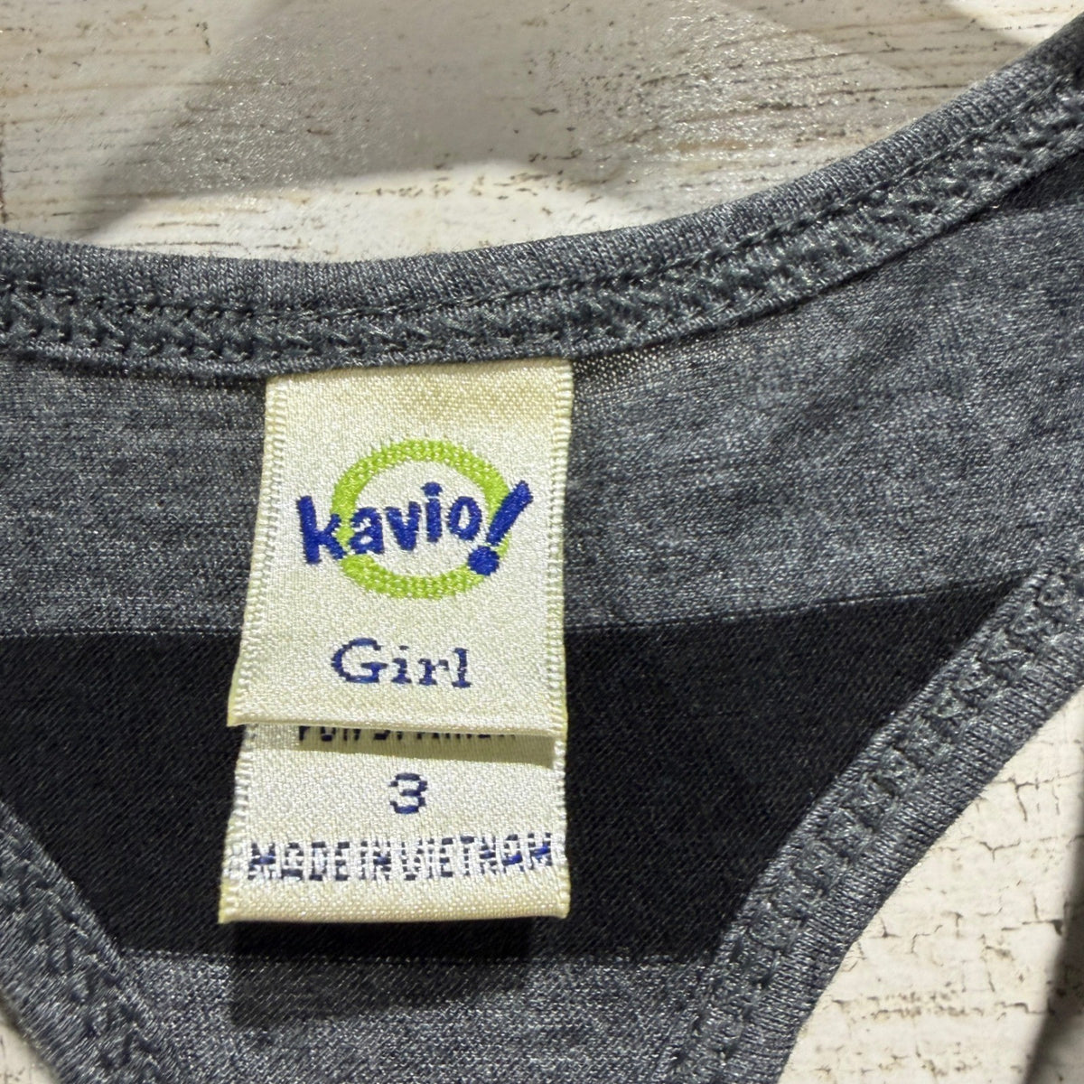 Kavio Striped Racerback Dress Girls 3 Grey Cotton Blend Preppy2