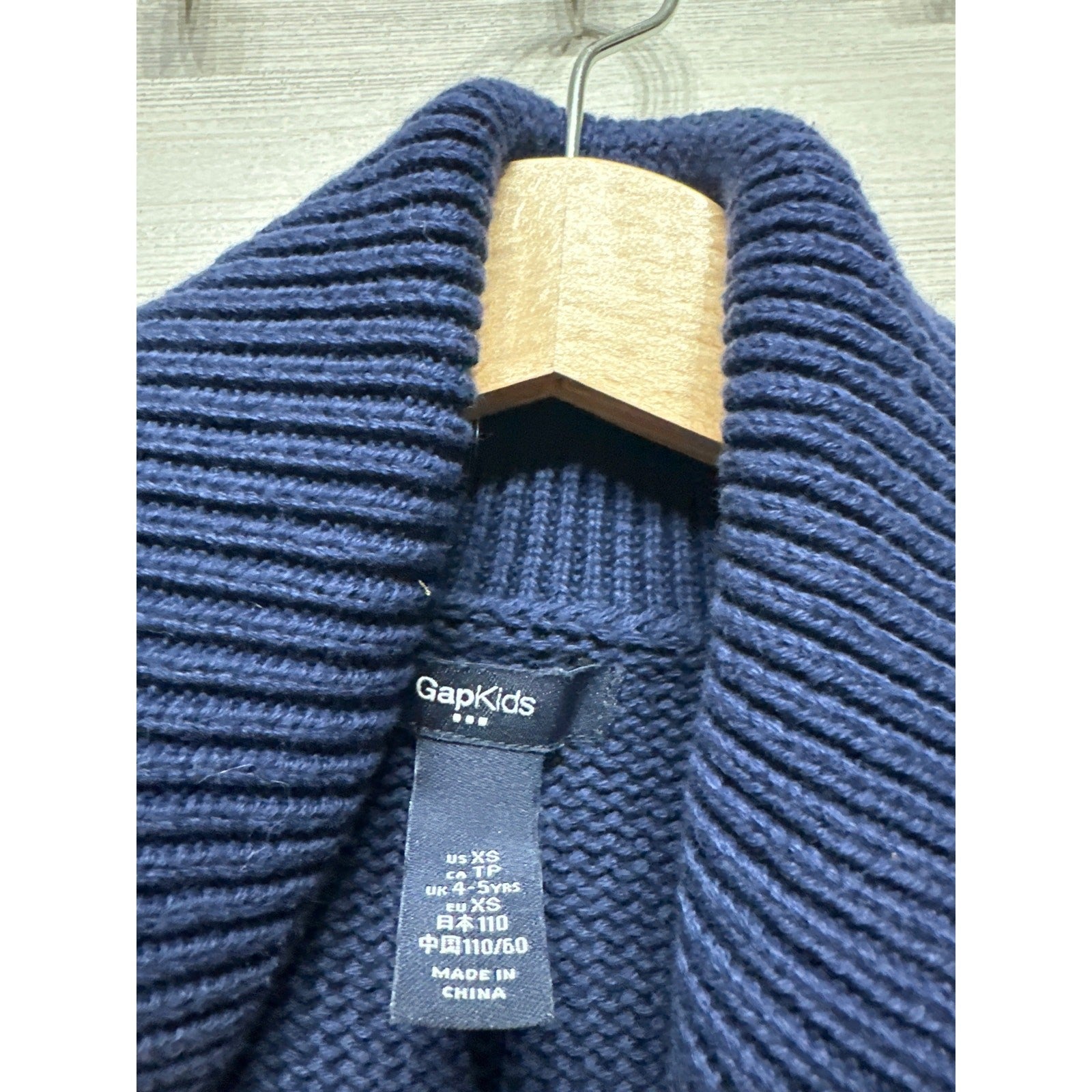 Gap Sweater Kids XS 4-5 Navy Blue Fair Isle Shawl Neck Button Pullover EUC1