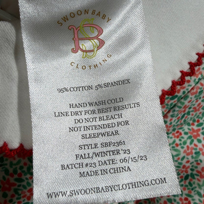 Swoon Baby Dress Girls 4T Red Green Floral Holiday EUC3