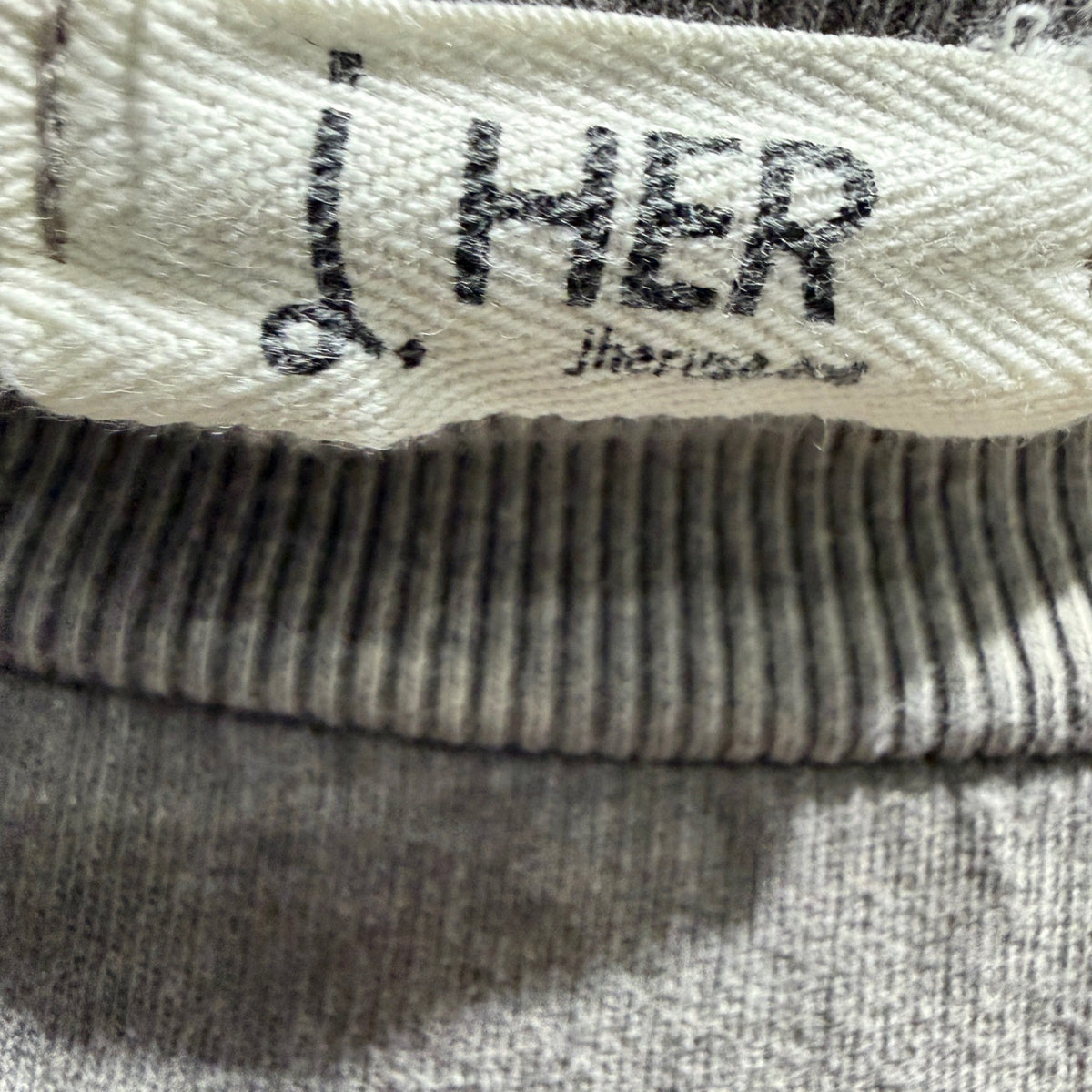 J. HER Sweatshirt Women Small Gray Floral Patchwork Crochet Boho EUC3