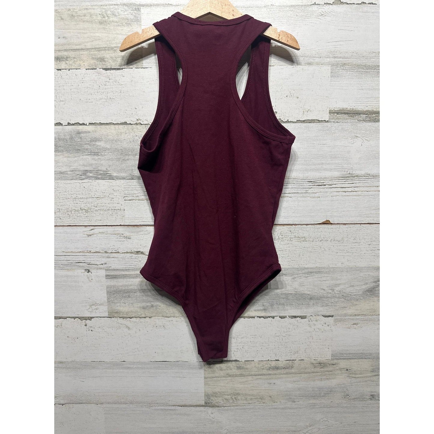 Zenana Bodysuit Women Small Burgundy Racerback Sleeveless Basics NWT1