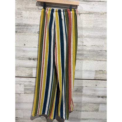 Travel Elements Pants Women L Multi Color Striped Wide Leg Boho EUC3