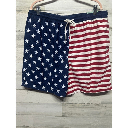 Magellan Swim Trunks Men XL Red White Blue American Flag Stars Stripes NWT0