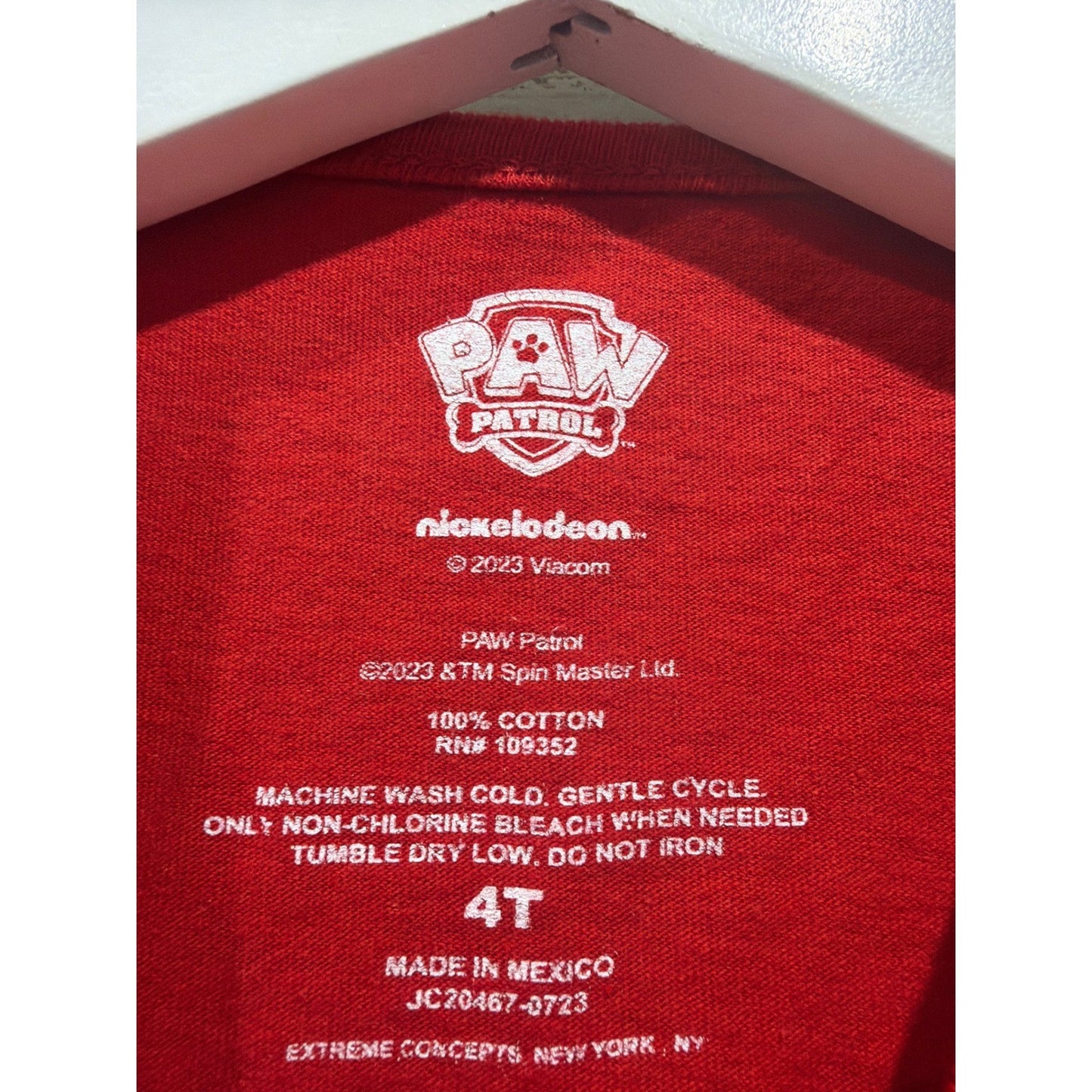 Paw Patrol Long Sleeve Shirt Kids Size 4 Red Holiday Deck the Paws EUC2