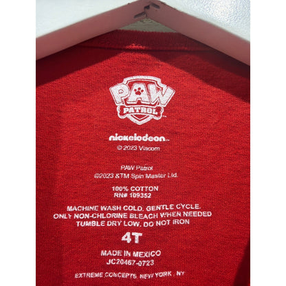 Paw Patrol Long Sleeve Shirt Kids Size 4 Red Holiday Deck the Paws EUC2