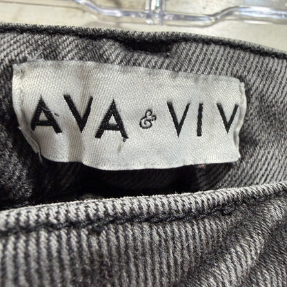 Ava & Viv High Rise Slim Straight Jeans Women 17 Grey Cotton Blend Modern EUC3