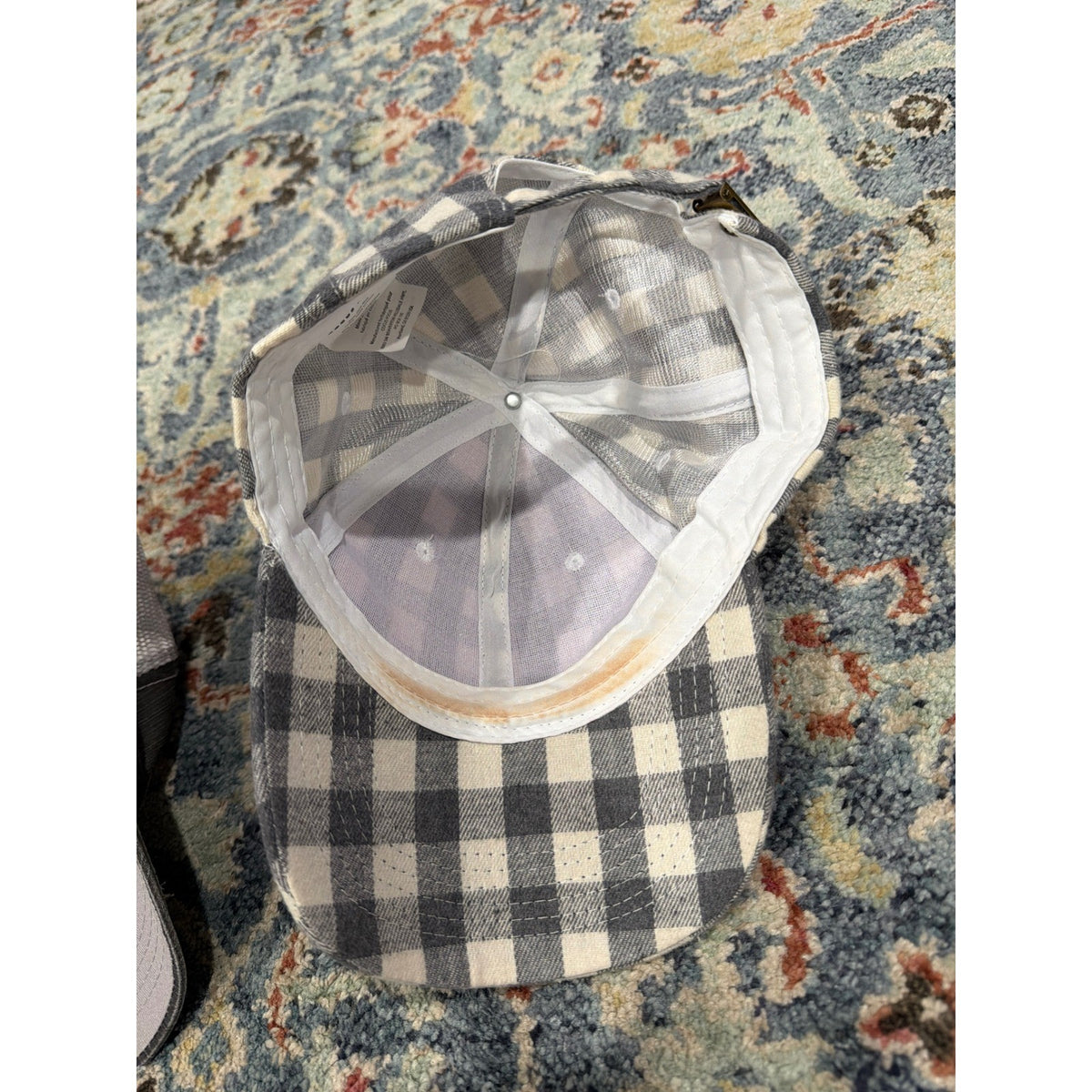 Baseball Caps Women One Size Adjustable Gray Football Plaid Sporty *Flawed7