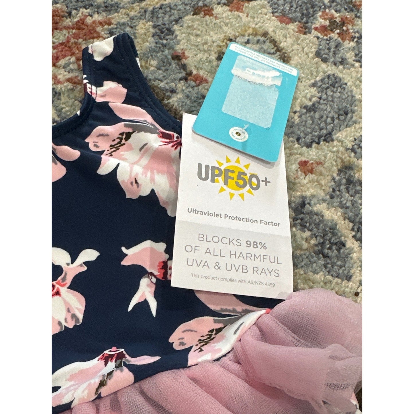 Snapper Rock Swimsuit Girls 3-6 Months Navy Pink Floral Tutu NWT2
