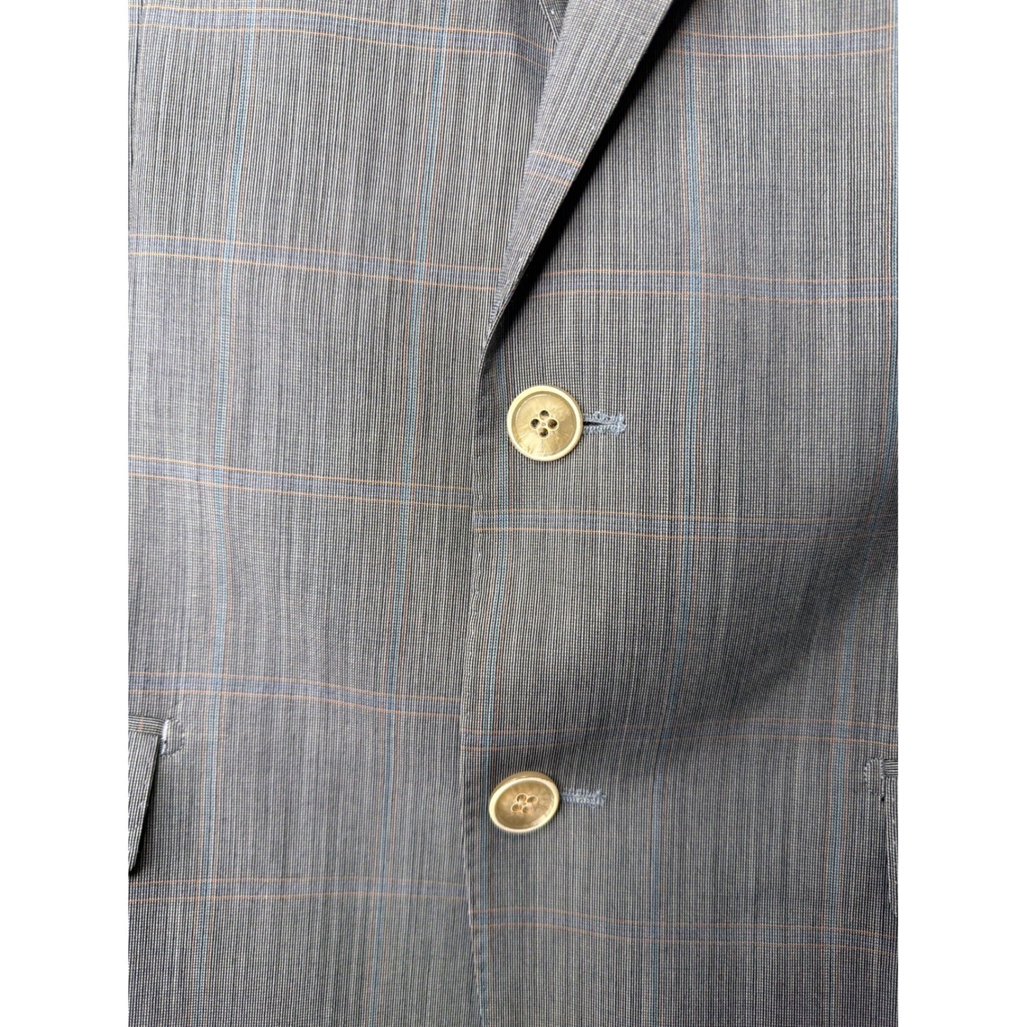 Giovanni Bresciani Blazer Men 42R Blue Glen Plaid Check Two Button Jacket EUC2