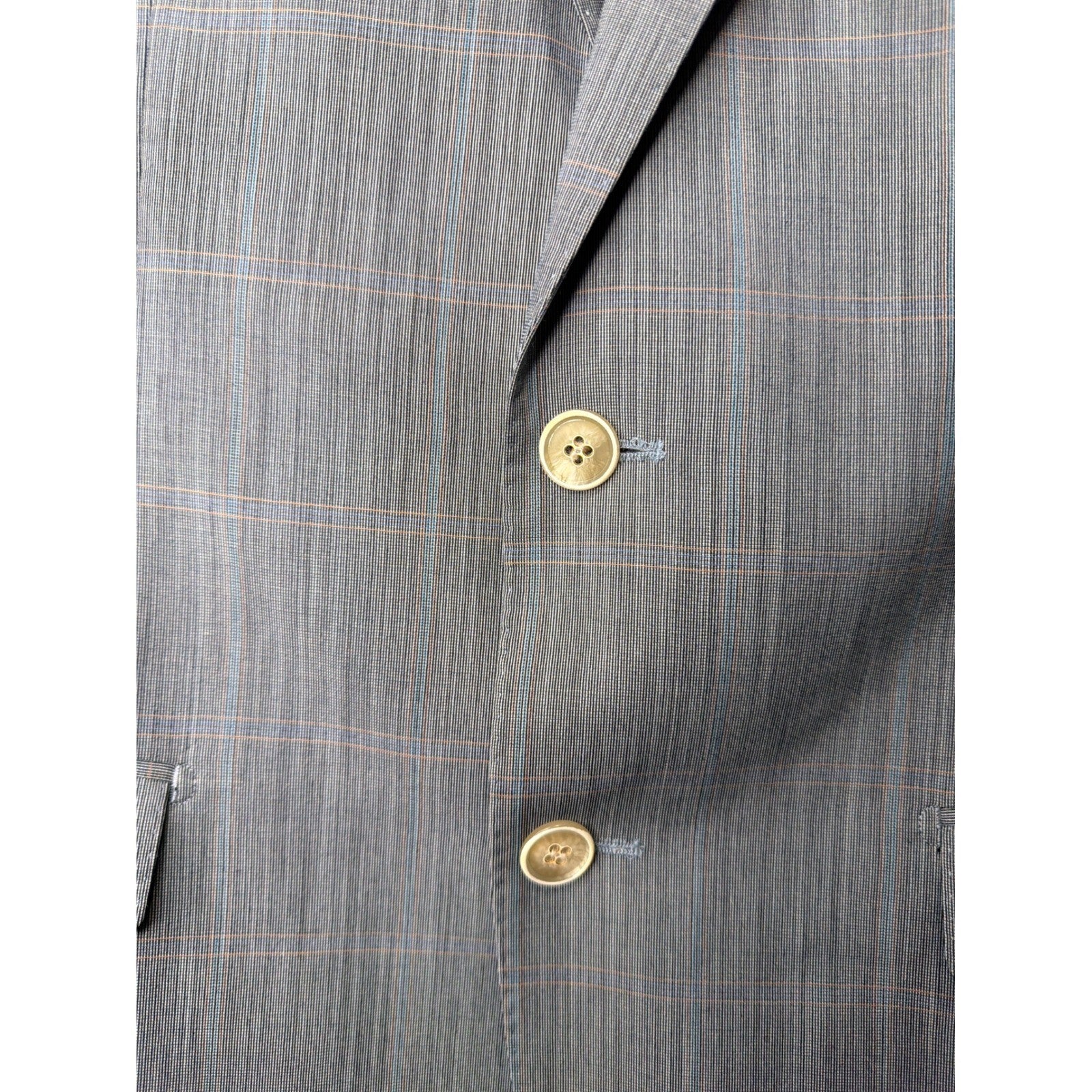 Giovanni Bresciani Blazer Men 42R Blue Glen Plaid Check Two Button Jacket EUC2