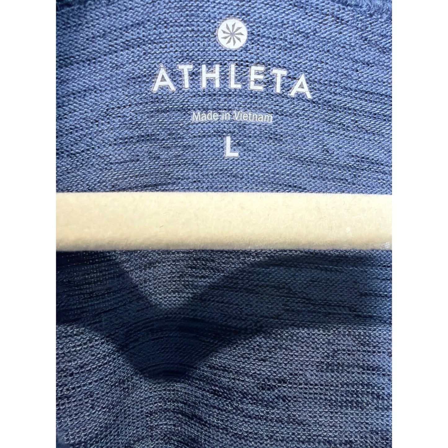 Athleta Puravida Cowl Neck Sweatshirt Womens L Blue Space Dye Athleisure EUC1
