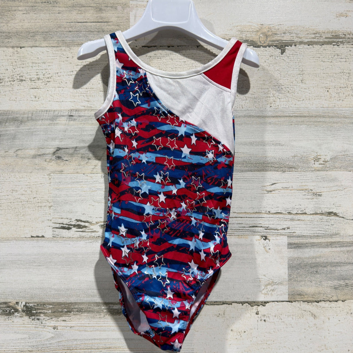 Capezio Future Star Leotard Girls XS Red White Blue Stars Patriotic NWT0