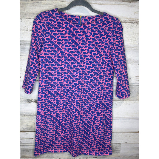 Vineyard Vines Dress Girls 14 Pink Blue Whale Print Preppy EUC0