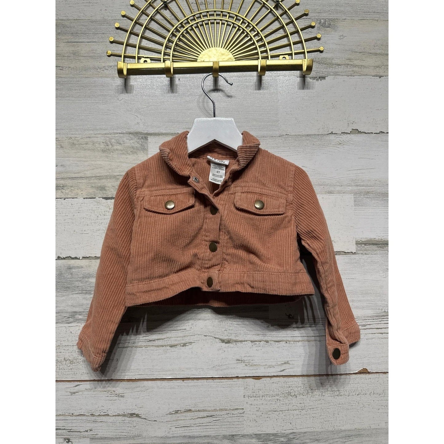 Nicole Miller Corduroy Jacket Girls 3T Dusty Rose Cropped Trucker EUC0