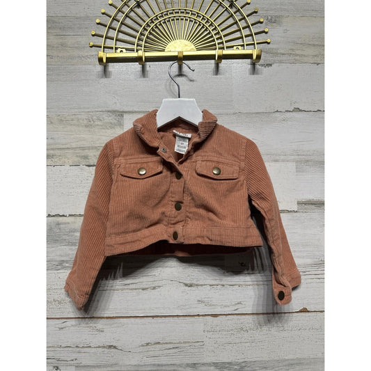 Nicole Miller Corduroy Jacket Girls 3T Dusty Rose Cropped Trucker EUC0