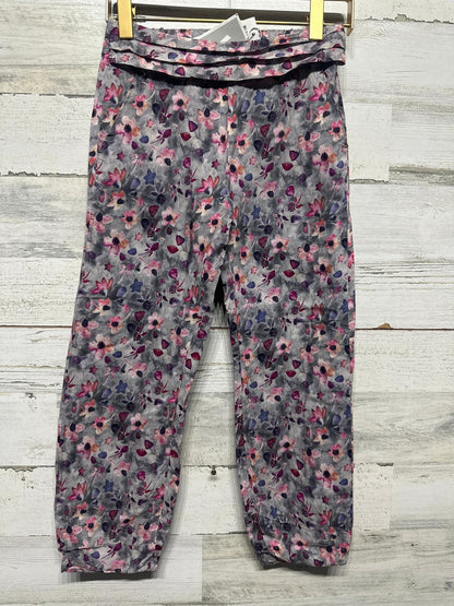 Wheat Floral Jogger Pants Girls 6 Grey Pink Purple Ruffle Waist NWT0