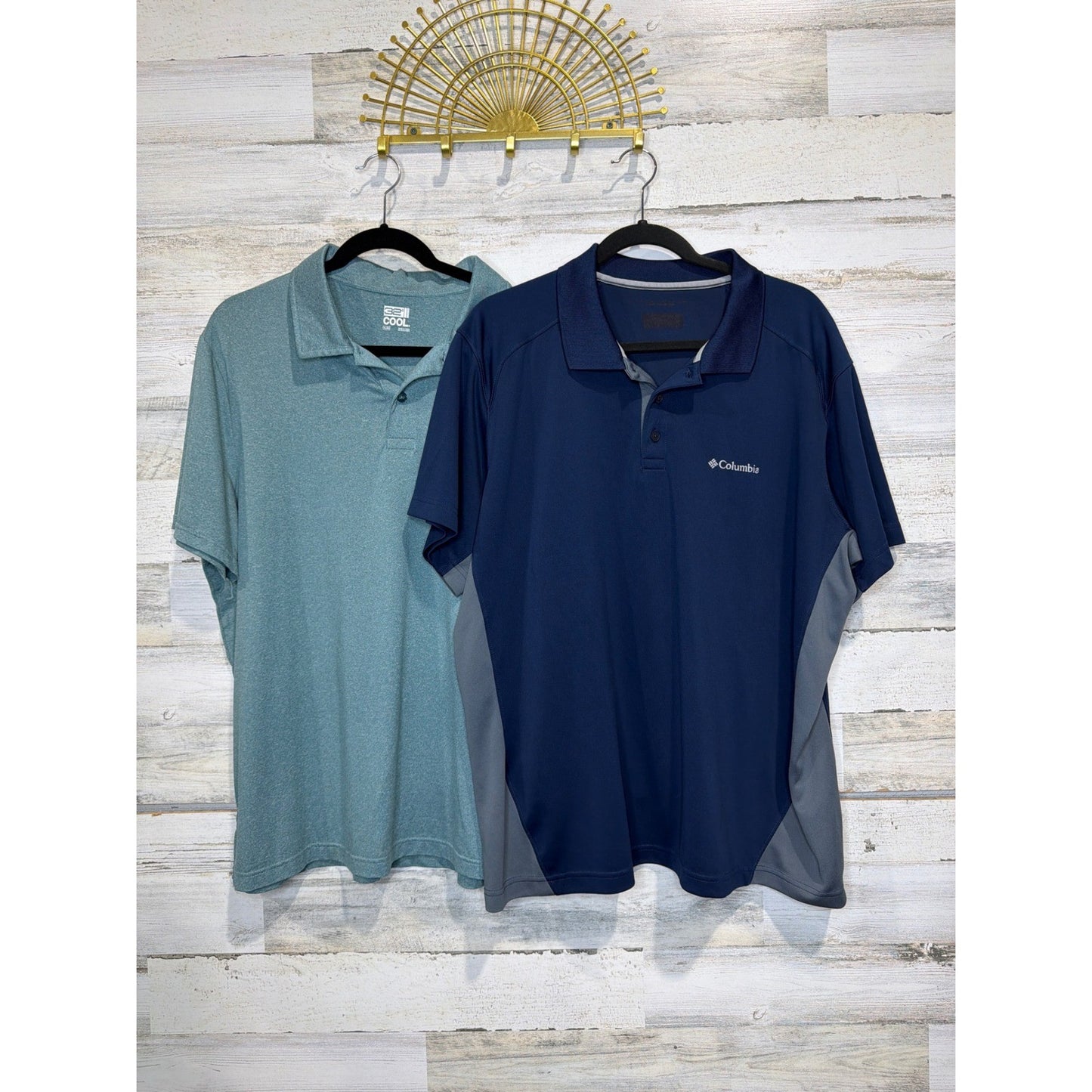 Columbia 32 Degrees Polo Shirt Bundle Mens XL Blue Green Performance Golf0